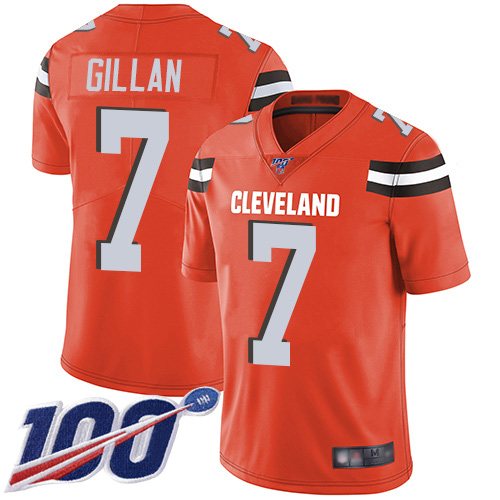 Cleveland Browns Jamie Gillan Men Orange Limited Jersey 7 NFL Football Alternate 100th Season Vapor Untouchable